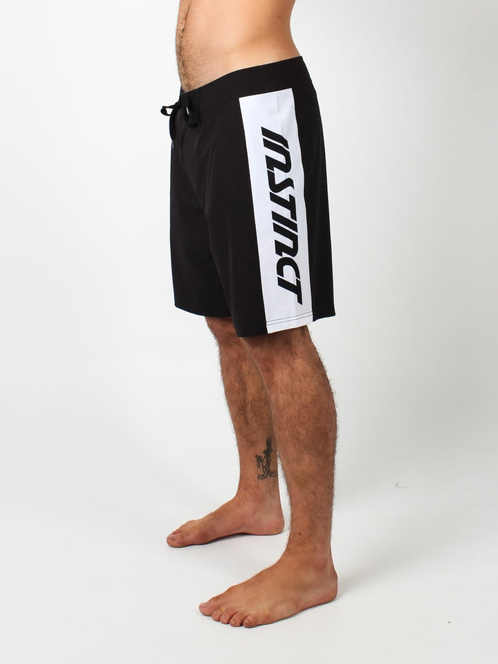panel recycled board shorts#color_black-white