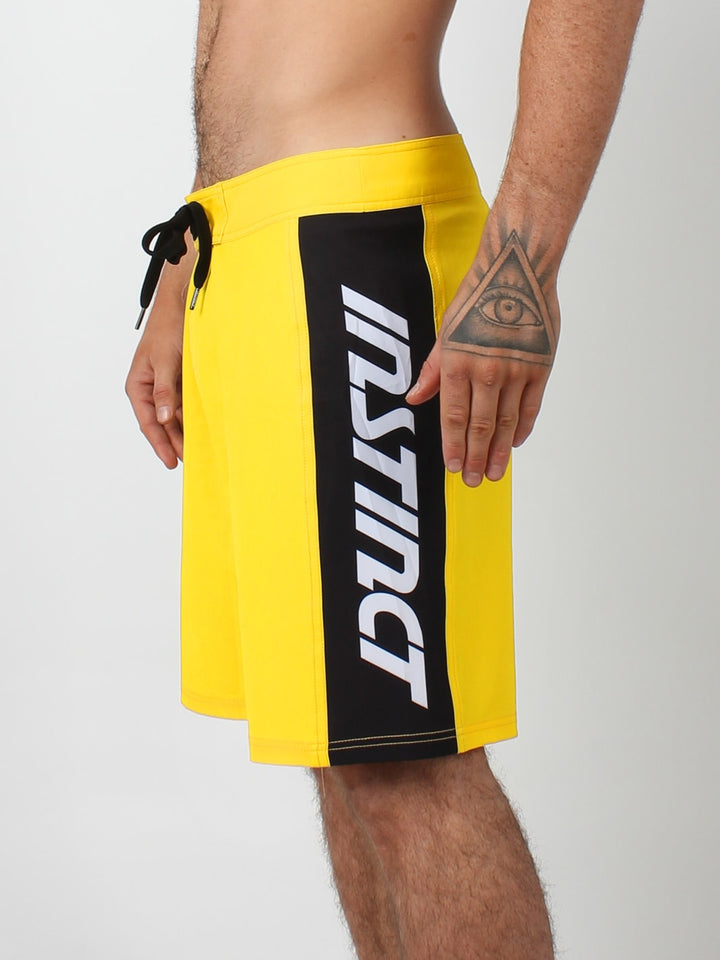 panel recycled board shorts#color_yellow-black